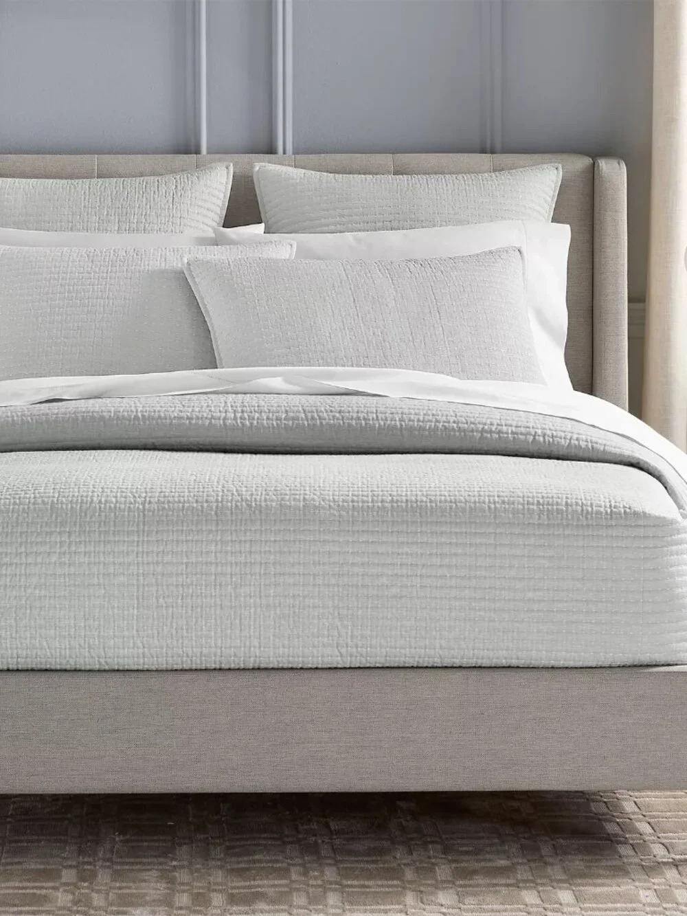 Hudson Park Collection Channel Stitch Coverlet, Queen, Gray/Silver, New with Tag